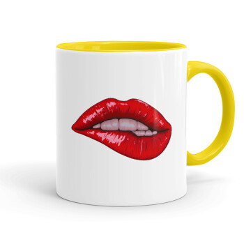 Lips, Κούπα χρωματιστή κίτρινη, κεραμική, 330ml
