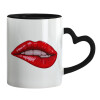 Mug heart black handle, ceramic, 330ml