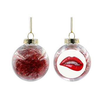 Lips, Transparent Christmas tree ball ornament with red filling 8cm