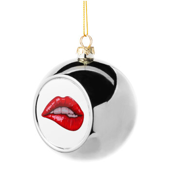 Lips, Silver 8cm Christmas tree ball ornament