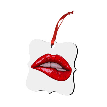 Lips, Christmas ornament polygon wooden 7.5cm