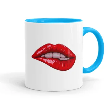 Lips, Mug colored light blue, ceramic, 330ml
