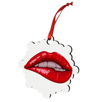 Lips, Christmas ornament snowflake wooden 7.5cm