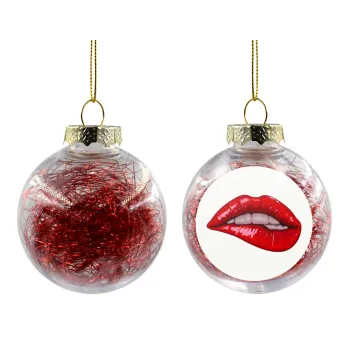 Lips, Transparent Christmas tree ball ornament with red filling 8cm