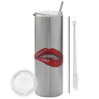 Lips, Tumbler stainless steel Silver 600ml, with metal straw & cleaning brush