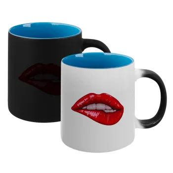 Lips, Κούπα Μαγική εσωτερικό μπλε, κεραμική 330ml που αλλάζει χρώμα με το ζεστό ρόφημα