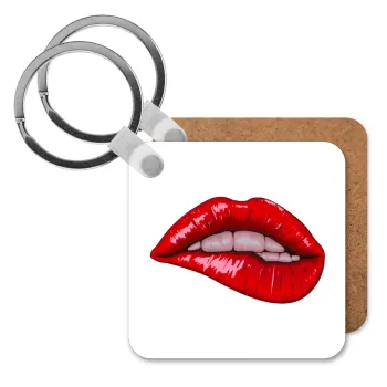 Lips, Μπρελόκ Ξύλινο τετράγωνο MDF