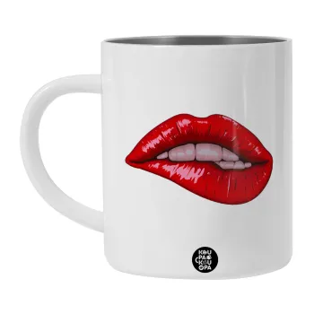 Lips, Λευκή Ανοξείδωτη Μεταλλική Κούπα 450ml - Διπλού Τοιχώματος 