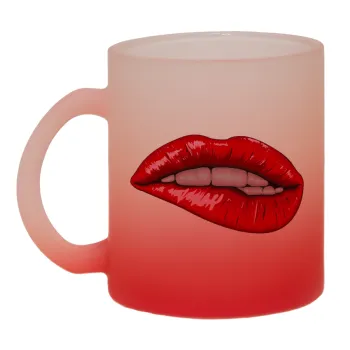 Lips, Κούπα γυάλινη δίχρωμη με βάση το κόκκινο ματ, 330ml