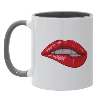 Lips, Κούπα χρωματιστή γκρι, κεραμική, 330ml