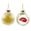 Στολίδι Χριστουγεννιάτικη μπάλα δένδρου διάφανη με χρυσό γέμισμα 8cm