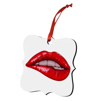 Lips, Christmas ornament polygon wooden 7.5cm