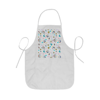 Unicorn pattern white, Ποδιά Σεφ ολόσωμη κοντή  Παιδική (44x62cm)