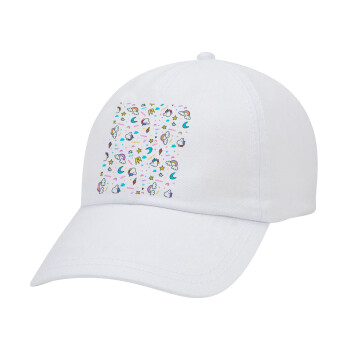 Unicorn pattern white, Καπέλο Ενηλίκων Baseball Λευκό 5-φύλλο (POLYESTER, ΕΝΗΛΙΚΩΝ, UNISEX, ONE SIZE)