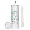 Tumbler stainless steel 600ml, with metal straw & cleaning brush