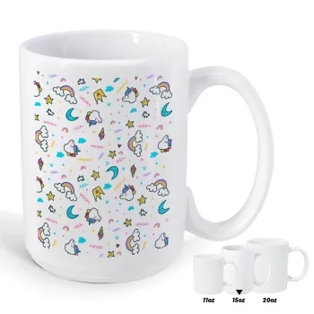 Unicorn pattern white, Κούπα Mega, κεραμική, 450ml
