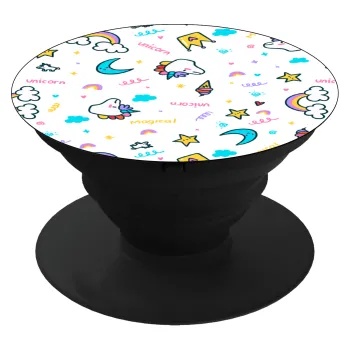 Unicorn pattern white, Phone Holders Stand  Μαύρο Βάση Στήριξης Κινητού στο Χέρι