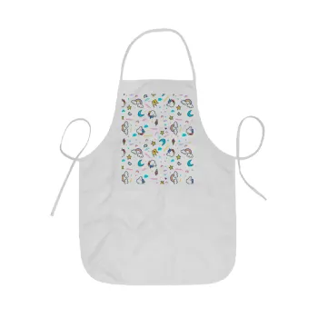 Unicorn pattern white, Ποδιά Σεφ ολόσωμη κοντή  Παιδική (44x62cm)