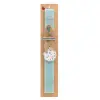 Easter Set, wooden keychain & aromatic flat Easter candle (30cm) (TURQUOISE)