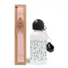 Easter Set, metallic aluminum bottle (500ml) & aromatic flat Easter candle (30cm) (PINK)