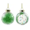 Στολίδι Χριστουγεννιάτικη μπάλα δένδρου διάφανη με πράσινο γέμισμα 8cm
