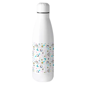 Unicorn pattern white, Metal mug thermos (Stainless steel), 500ml