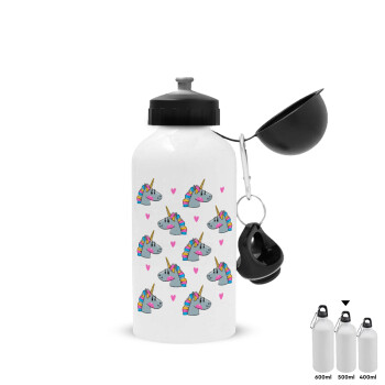 Unicorn, Metal water bottle, White, aluminum 500ml