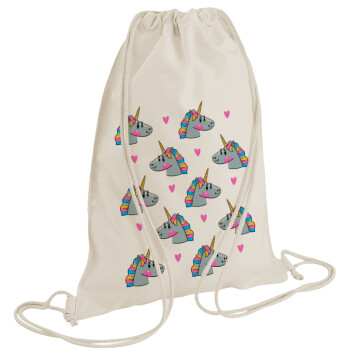 Unicorn, Backpack bag GYMBAG natural (28x40cm)