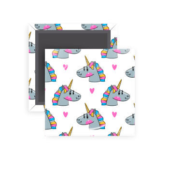 Unicorn, Μαγνητάκι ψυγείου τετράγωνο διάστασης 5x5cm