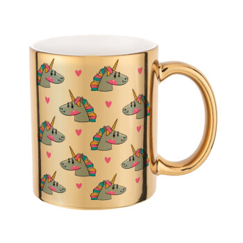 Unicorn, Mug ceramic, gold mirror, 330ml