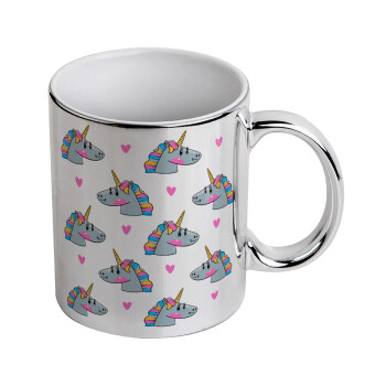 Unicorn, Mug ceramic, silver mirror, 330ml