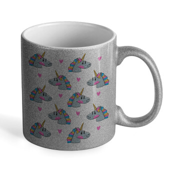 Unicorn, Κούπα Ασημένια Glitter που γυαλίζει, κεραμική, 330ml