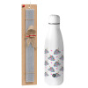 Easter Set, metallic stainless thermos bottle (500ml) & scented flat Easter candle (30cm) (GRAY)