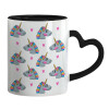 Mug heart black handle, ceramic, 330ml