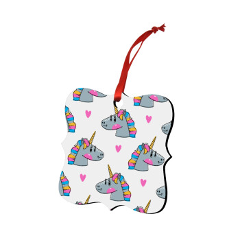 Unicorn, Στολίδι Χριστουγεννιάτικο στολίδι polygon ξύλινο 7.5cm