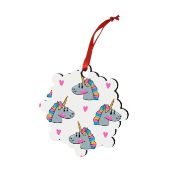 Unicorn, Christmas ornament snowflake wooden 7.5cm