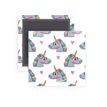 Unicorn, Μαγνητάκι ψυγείου τετράγωνο διάστασης 5x5cm
