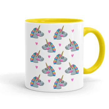 Unicorn, Κούπα χρωματιστή κίτρινη, κεραμική, 330ml