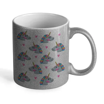 Unicorn, Κούπα Ασημένια Glitter που γυαλίζει, κεραμική, 330ml