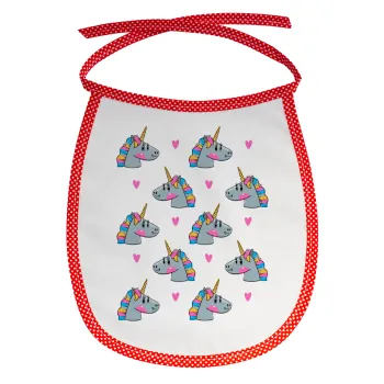 Unicorn, Σαλιάρα μωρού αλέκιαστη με κορδόνι Κόκκινη