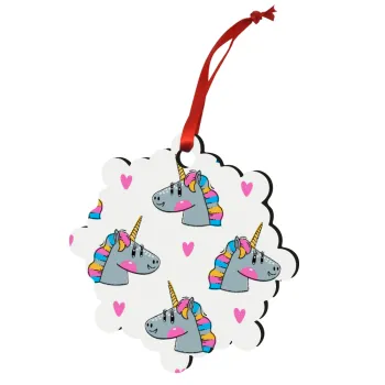 Unicorn, Στολίδι Χριστουγεννιάτικο στολίδι snowflake ξύλινο 7.5cm