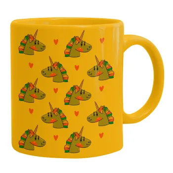 Unicorn, Κούπα, κεραμική κίτρινη, 330ml