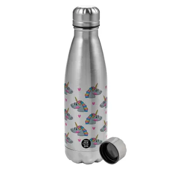 Unicorn, Metallic water bottle, stainless steel, 750ml