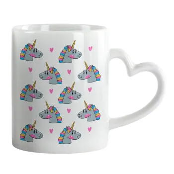 Unicorn, Mug heart handle, ceramic, 330ml