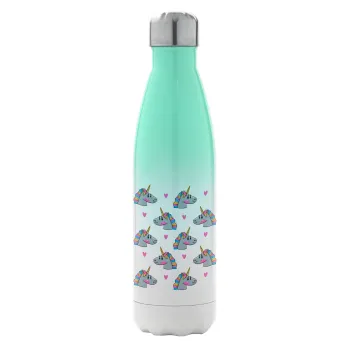 Unicorn, Μεταλλικό παγούρι θερμός Πράσινο/Λευκό (Stainless steel), διπλού τοιχώματος, 500ml