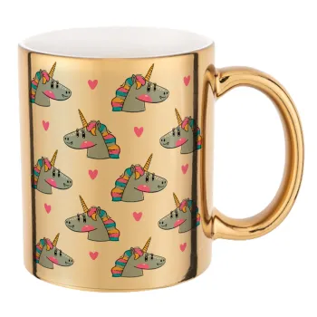 Unicorn, Mug ceramic, gold mirror, 330ml