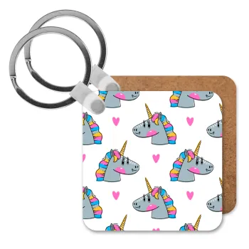 Unicorn, Μπρελόκ Ξύλινο τετράγωνο MDF