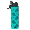 Metallic water bottle with safety lid, 850ml aluminum