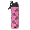 Metallic water bottle with safety lid, 850ml aluminum