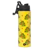 Metallic water bottle with safety lid, 850ml aluminum